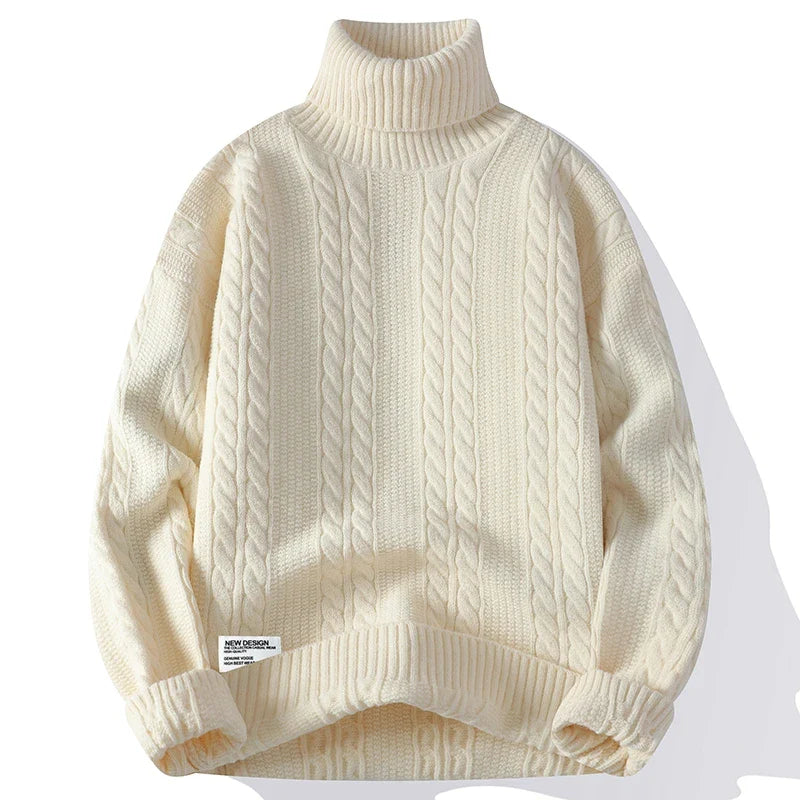 Long-sleeve cashmere turtleneck pullover