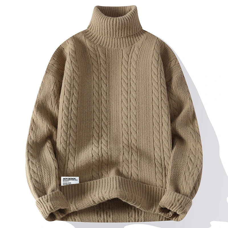 Long-sleeve cashmere turtleneck pullover