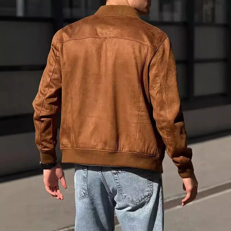 Marc Romano Suede Bomber Jacket for an Elegant and Trendy Style