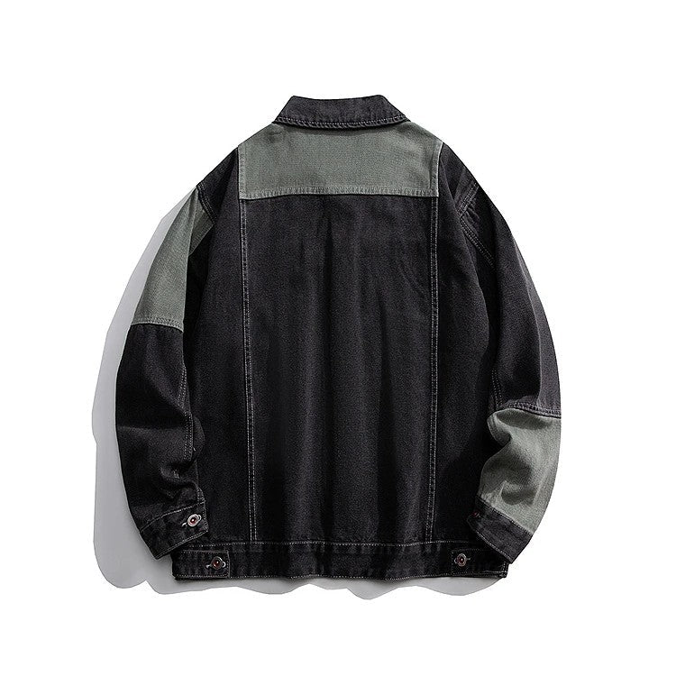 Jeans jacket with stitched seams in various colors