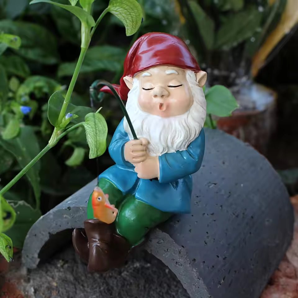Ligeia - Charming Gnome Figurine with Stick for Indoor and Garden Decoration