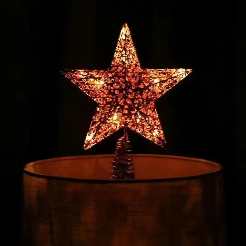 TwinkleGlow - LED Star Tree Topper with Warm Light and Easy Installation
