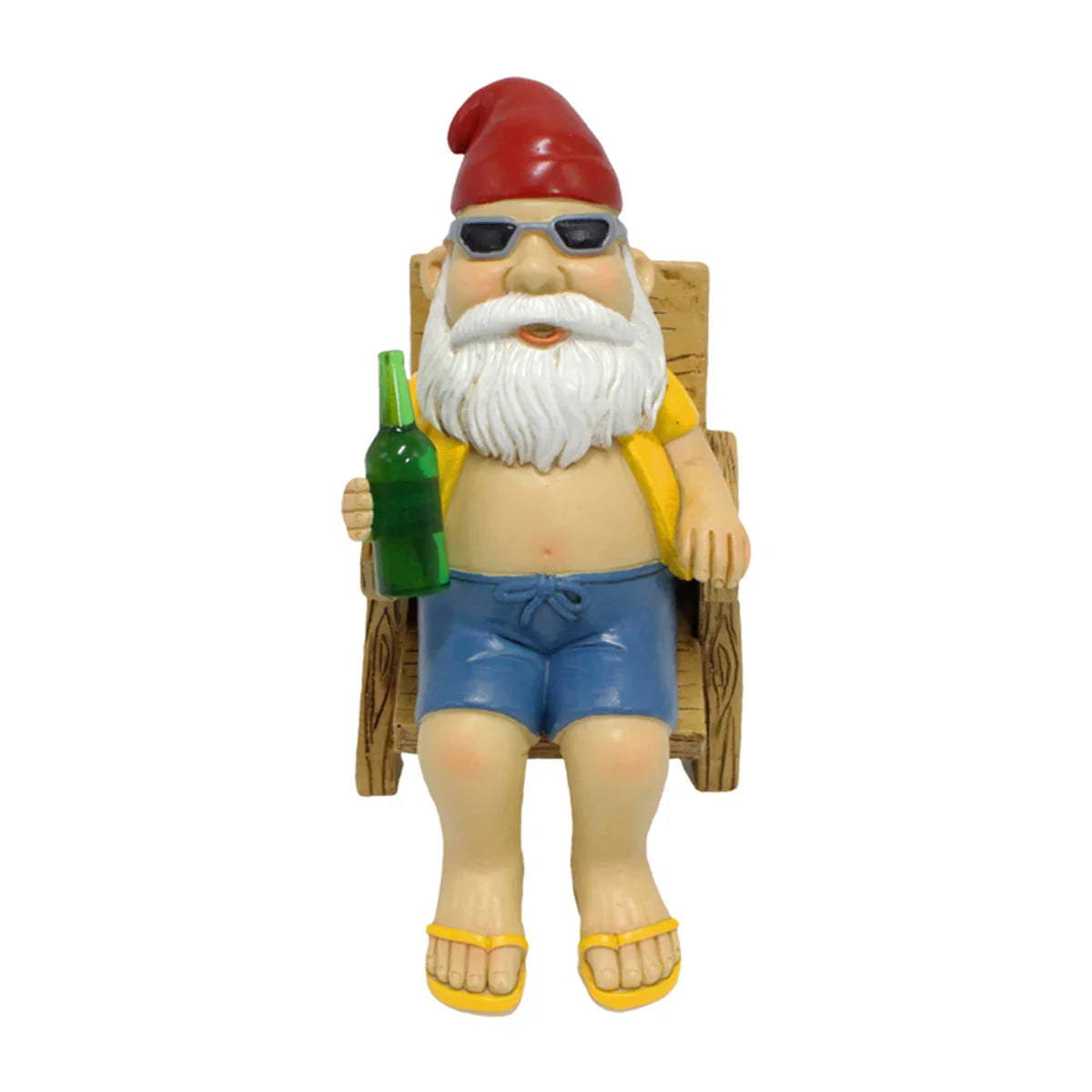 Drusiana - Charming Sunbathing Gnome Resin Statue with Luxury Lounge Chair for Enchanting Garden Decor