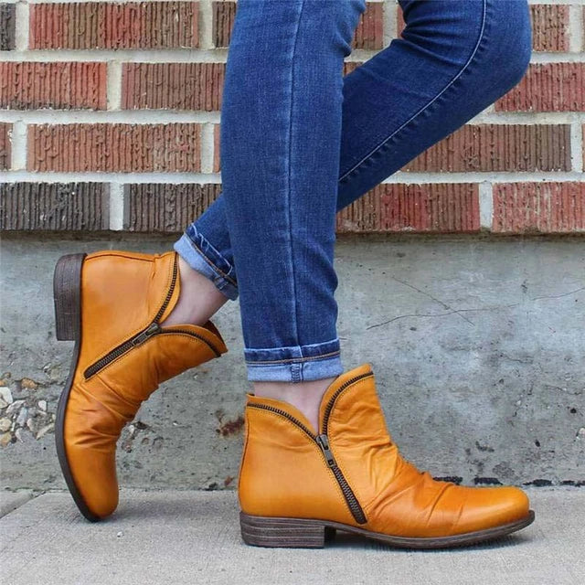 Women's Zip-Up Ankle Boots – Chic, Comfortable Everyday Style