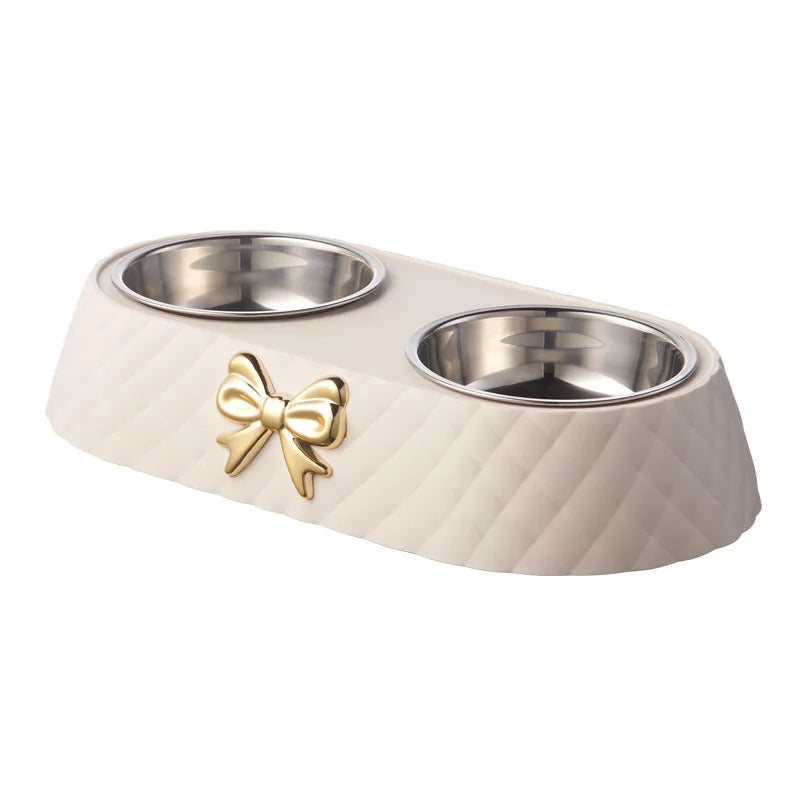 Luxe Stainless Steel Food and Water Bowl Set for Stylish Pet Care