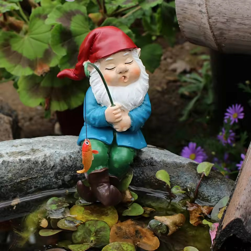 Ligeia - Charming Gnome Figurine with Stick for Indoor and Garden Decoration