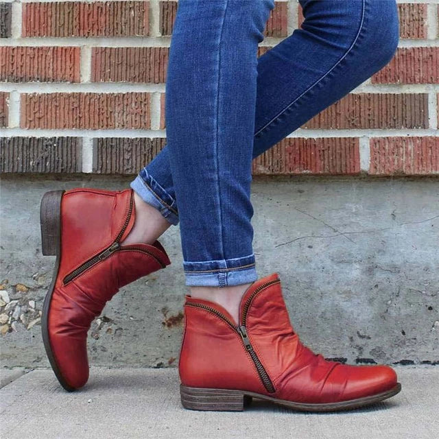 Women's Zip-Up Ankle Boots – Chic, Comfortable Everyday Style