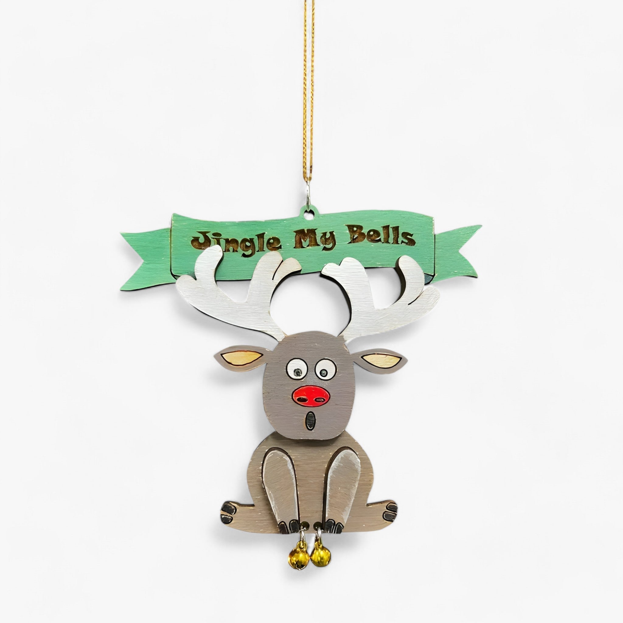 Funny Christmas ornament with clock | Bell hanger elf for Christmas tree and New Year's decoration