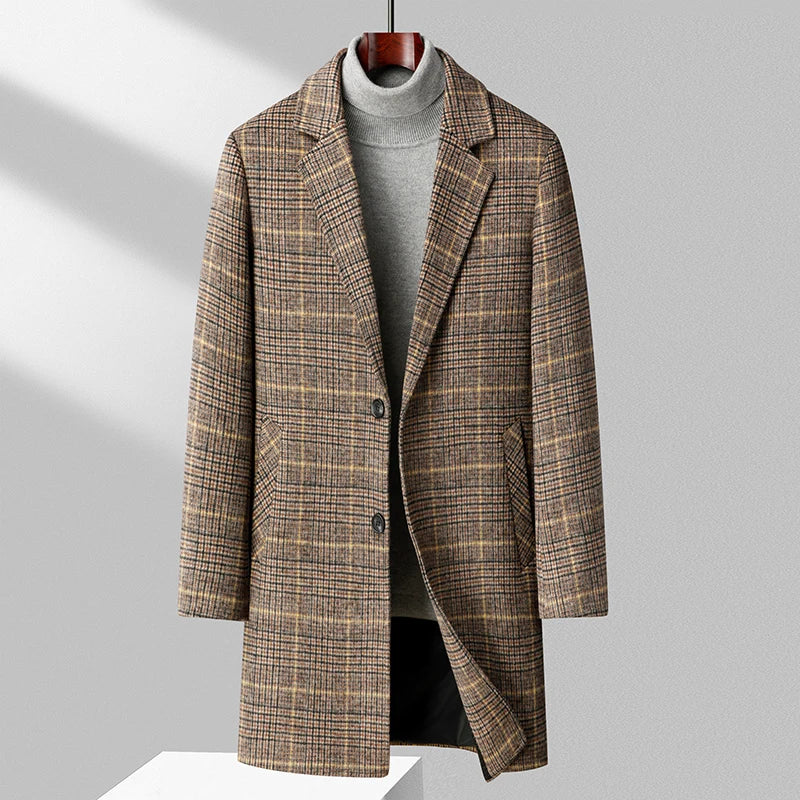 Soft Touch Wool Coat with Plaid Style