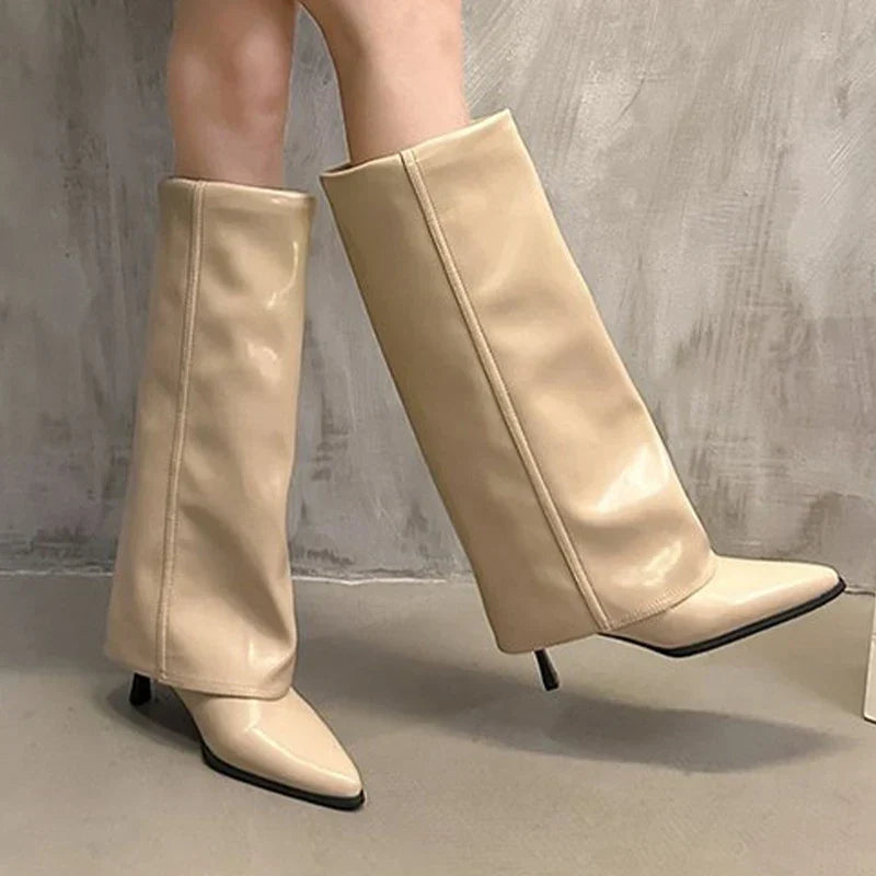 Elegant Gleaming Knee-High Boots for Women