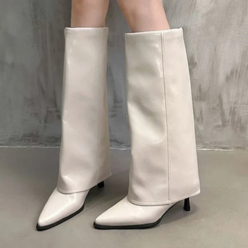 Elegant Gleaming Knee-High Boots for Women