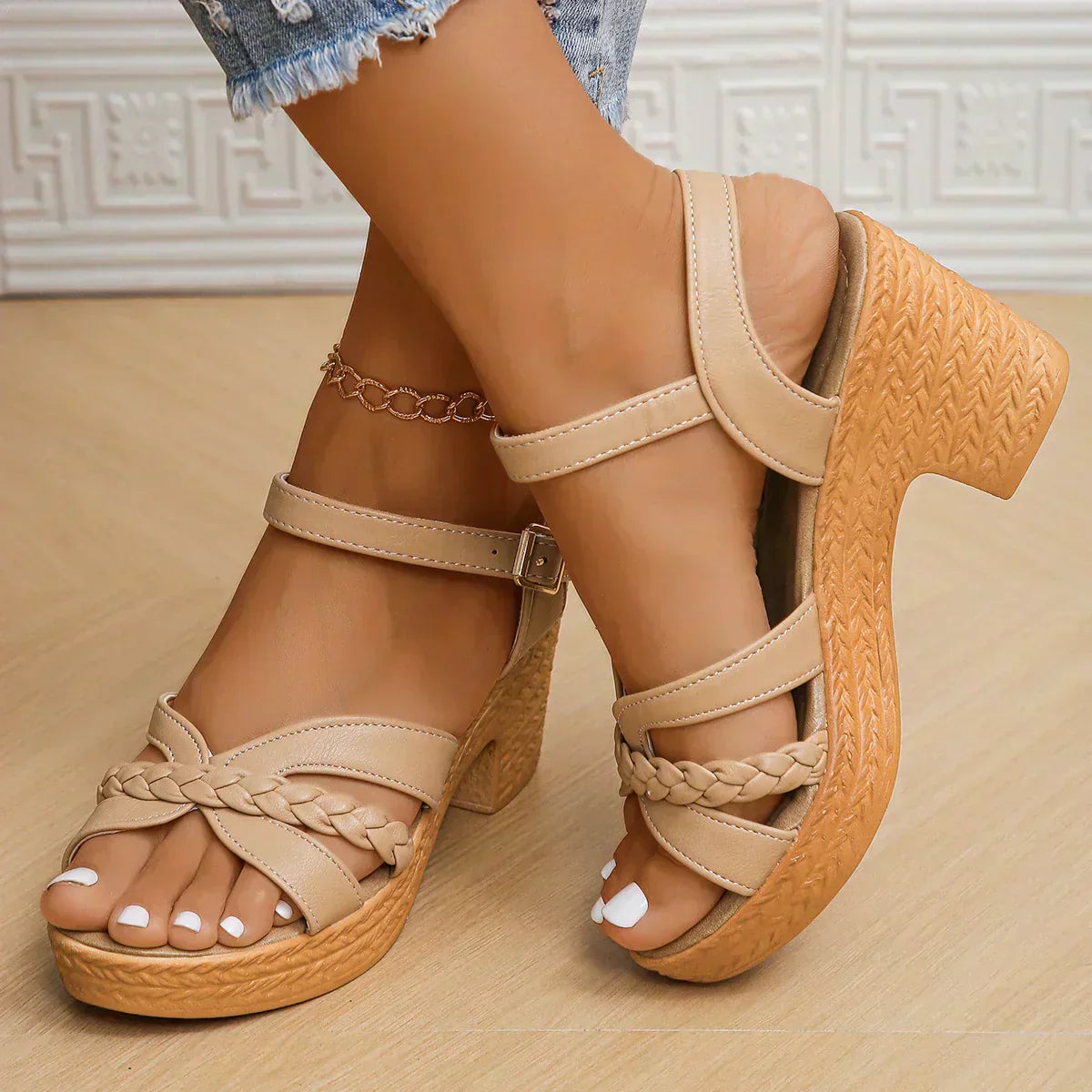 Chic Braided Strap Platform Sandals