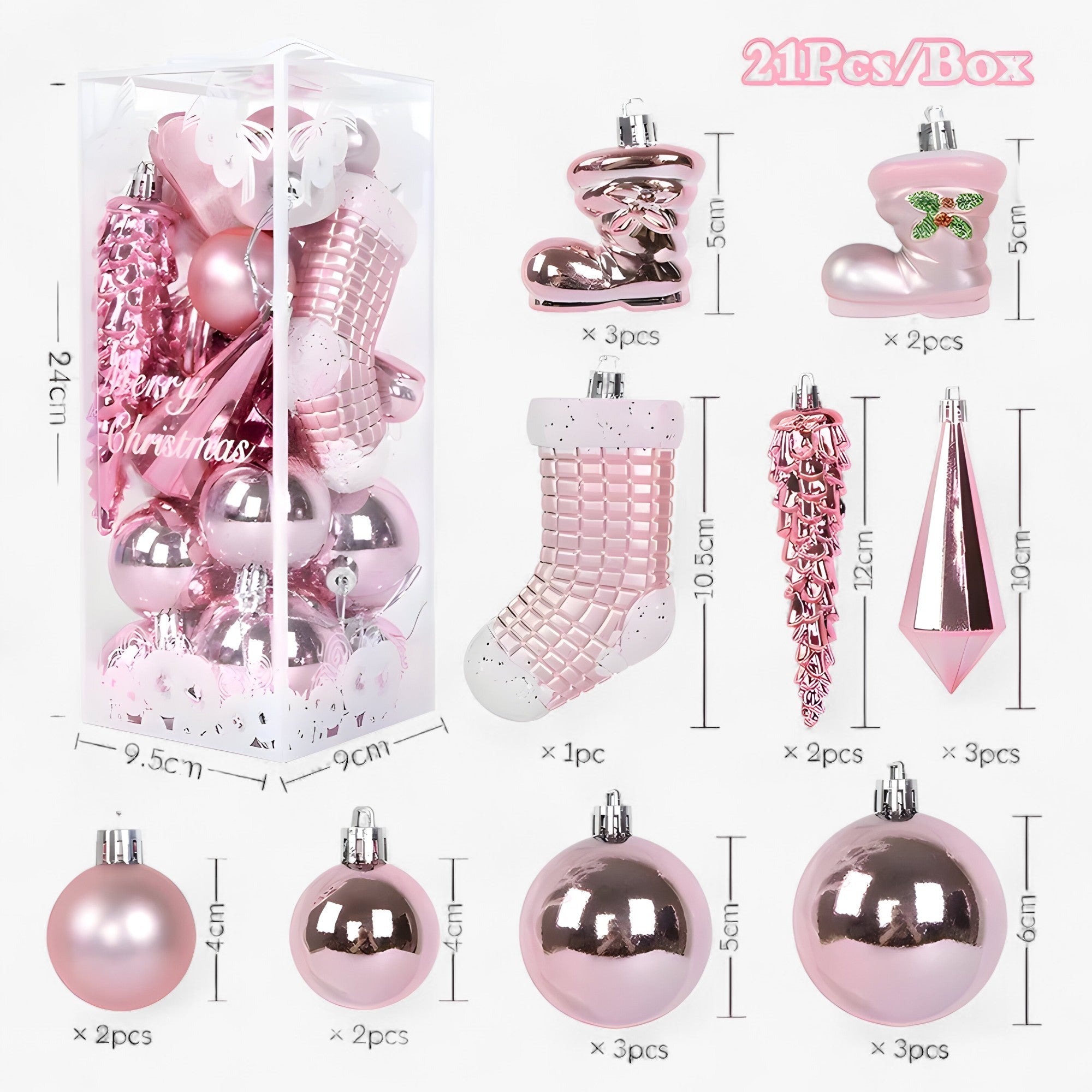 Kristall | 21 Pieces Elegant Christmas Ball Ornaments – Stylish Icicle Hangings for the Perfect Christmas Decoration