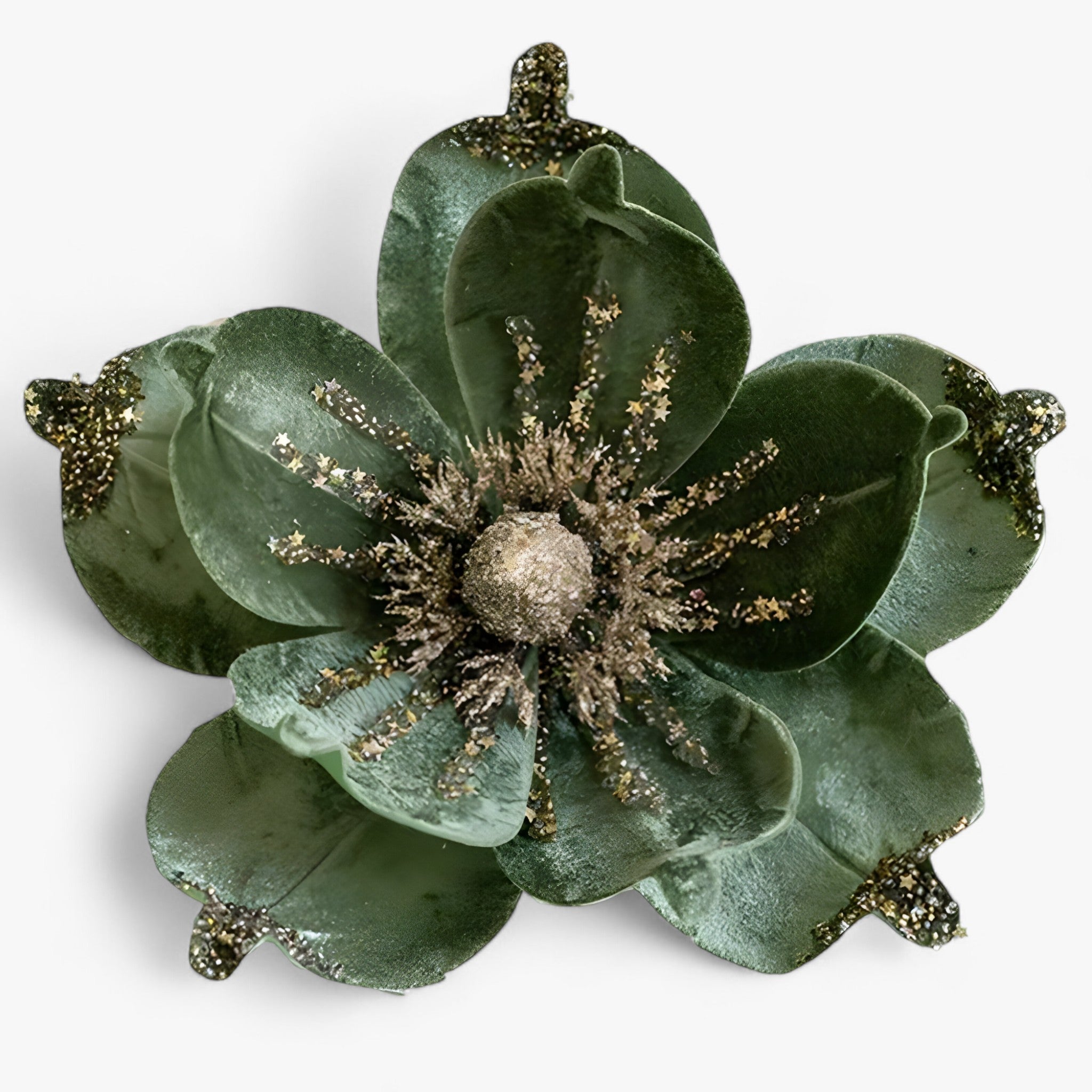 Festive glittering artificial Christmas flowers – Beautiful ornaments for the Christmas tree and New Year's decorations