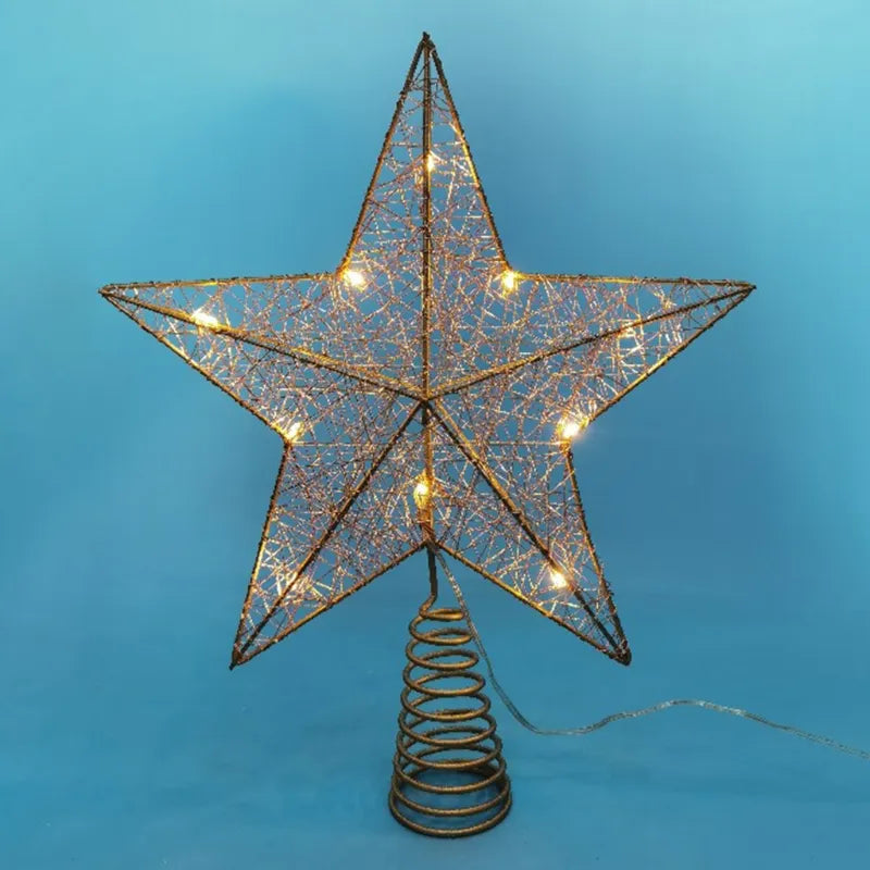 TwinkleGlow - LED Star Tree Topper with Warm Light and Easy Installation