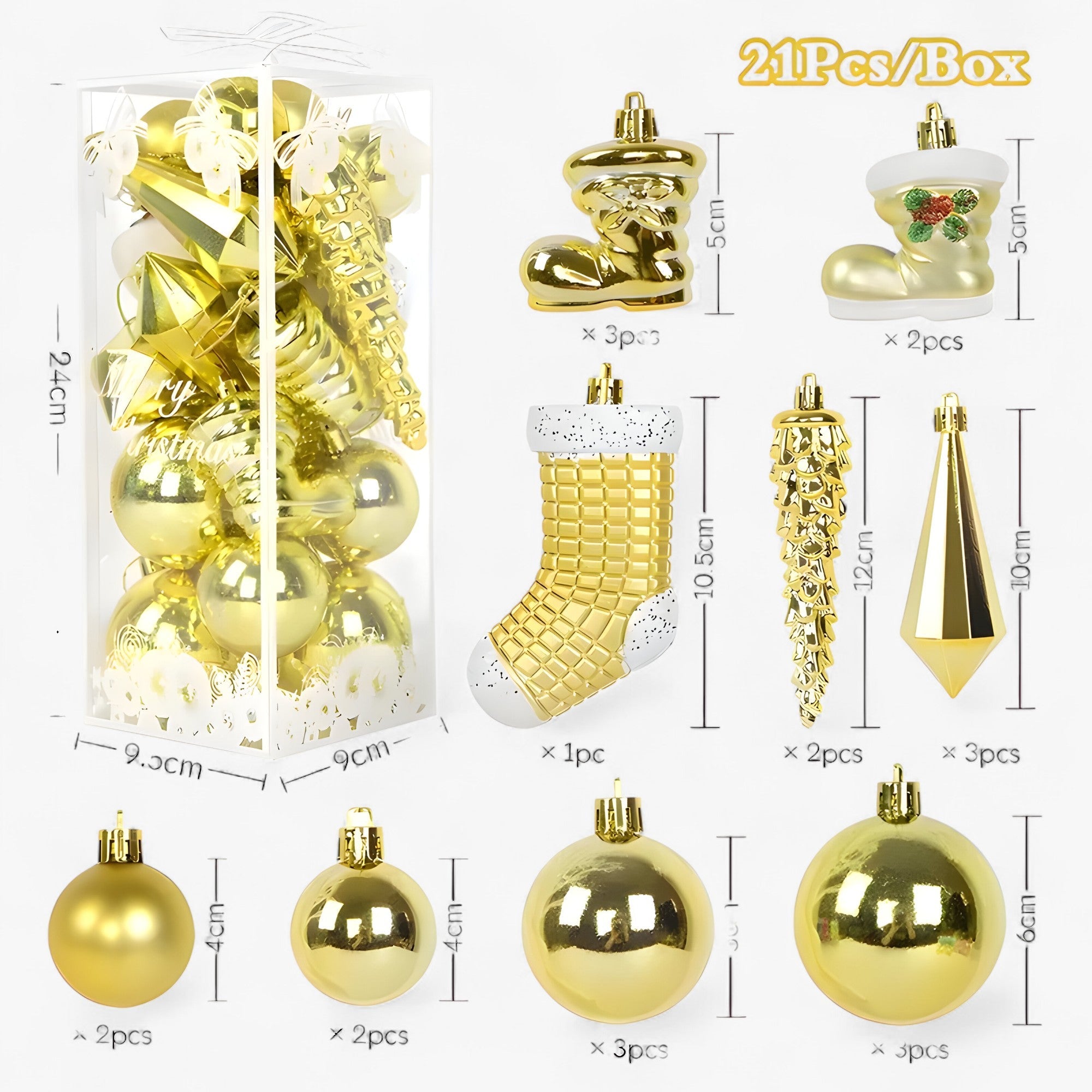 Kristall | 21 Pieces Elegant Christmas Ball Ornaments – Stylish Icicle Hangings for the Perfect Christmas Decoration