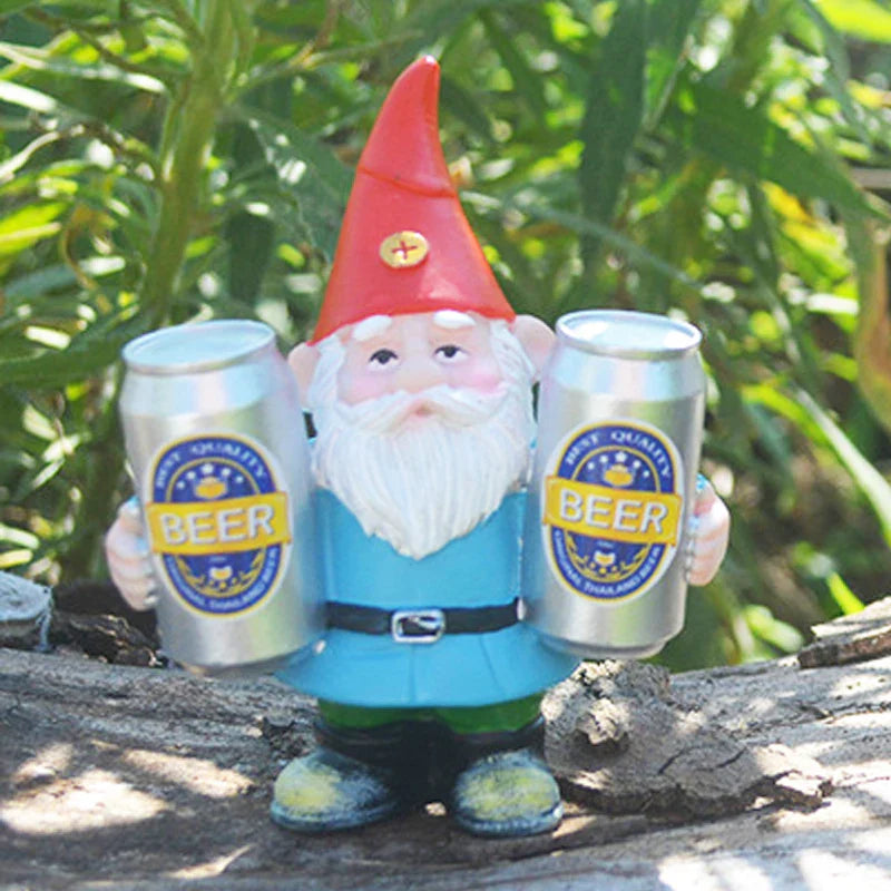 Clytie - Humorous Drunken Gnome Figurine with Beer for Garden and Home Decoration