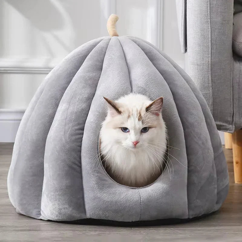 Cozy Closed Cat Bed for Warm Winter Days