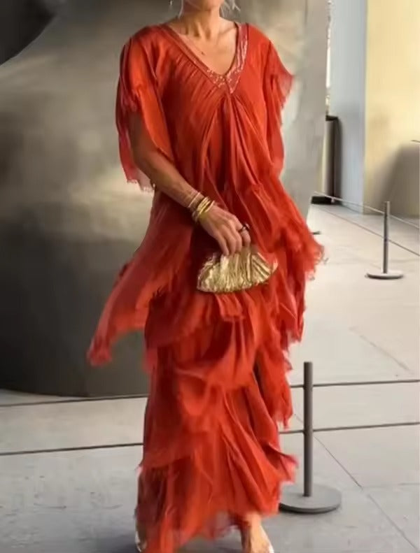 Anselia Boho Ruffle Dress β Flowy, Free-Spirited Style