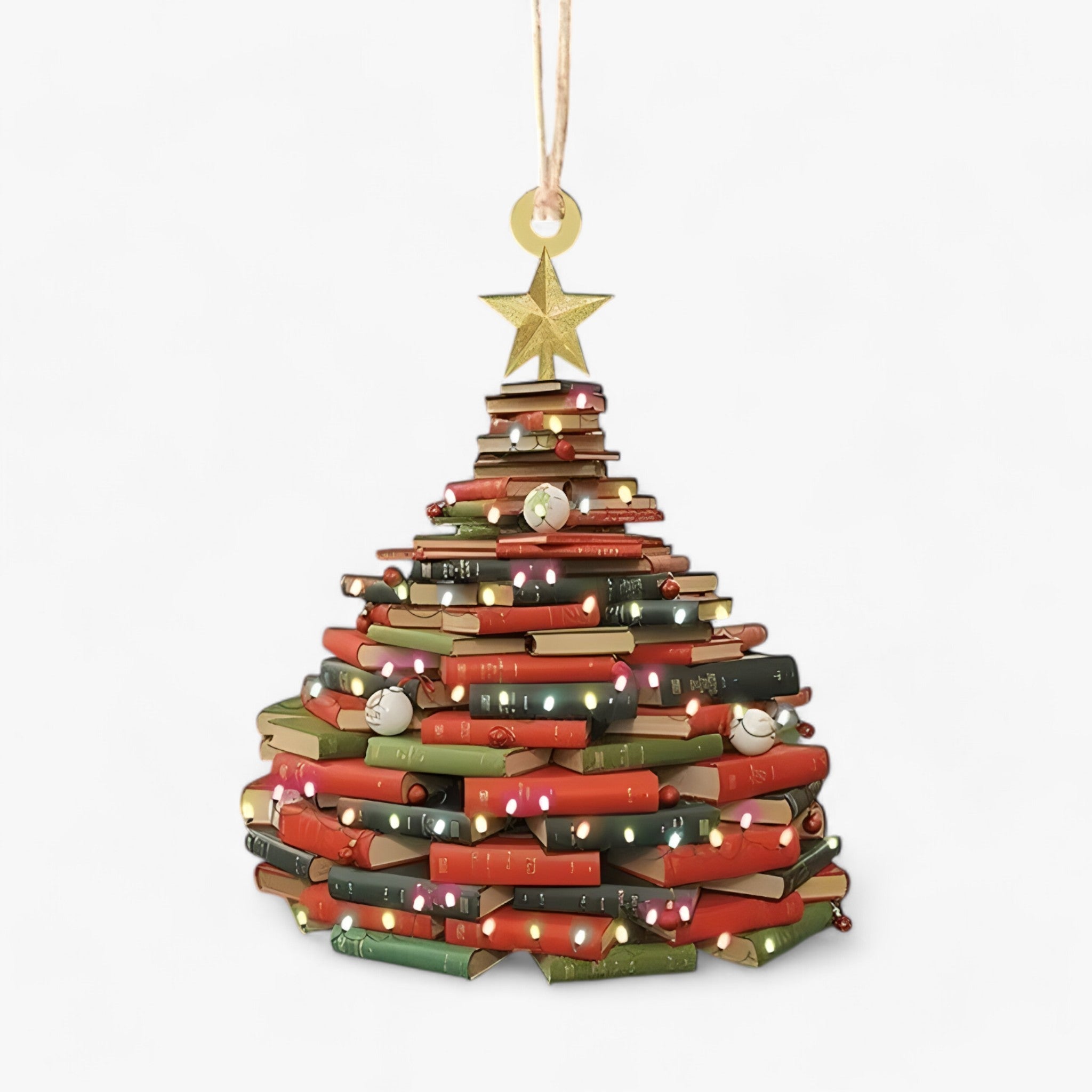 Creative Christmas Decoration with Books in Flat 2D Acrylic - Perfect for Home and Window for Book Lovers