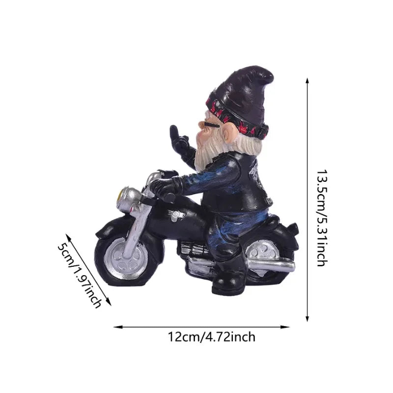 Calidora - Charming Gnome on Motorcycle Resin Figurine for a Lovely Garden Decoration