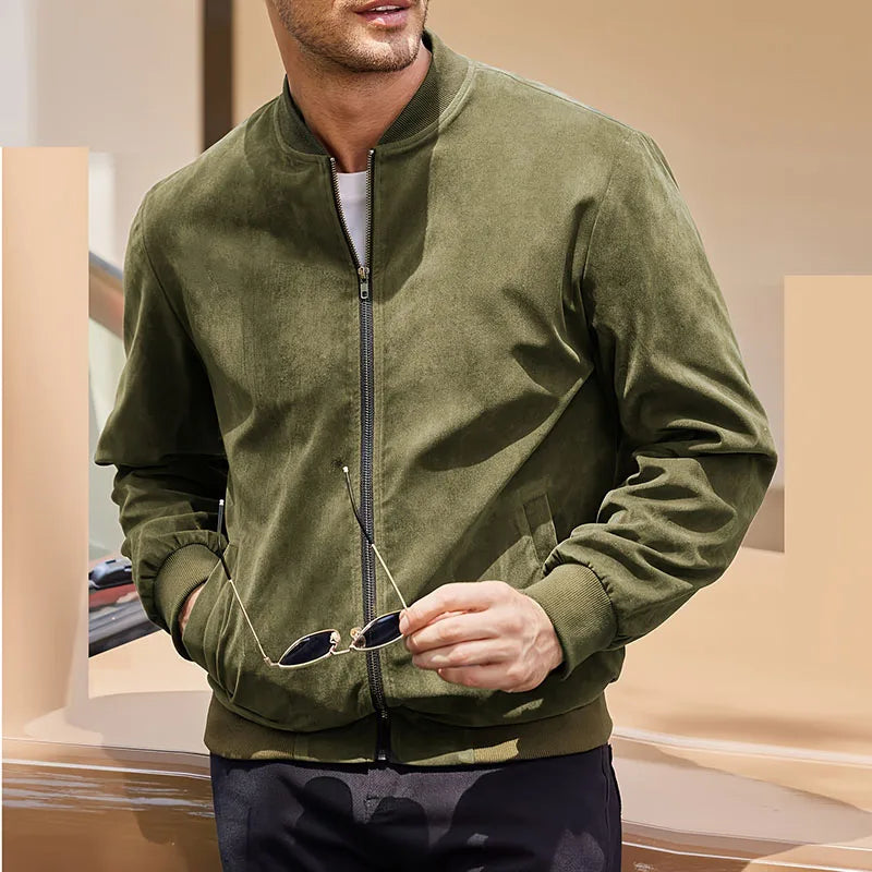 Marc Romano Suede Bomber Jacket for an Elegant and Trendy Style
