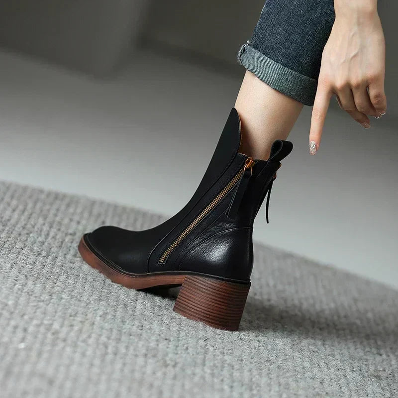Women's Leather Ankle Boots - Timeless Style and Everyday Comfort