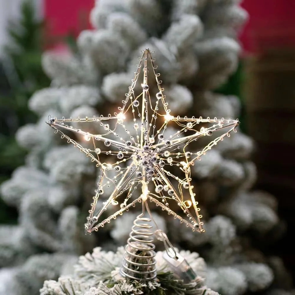 TwinkleGlow - LED Star Tree Topper with Warm Light and Easy Installation