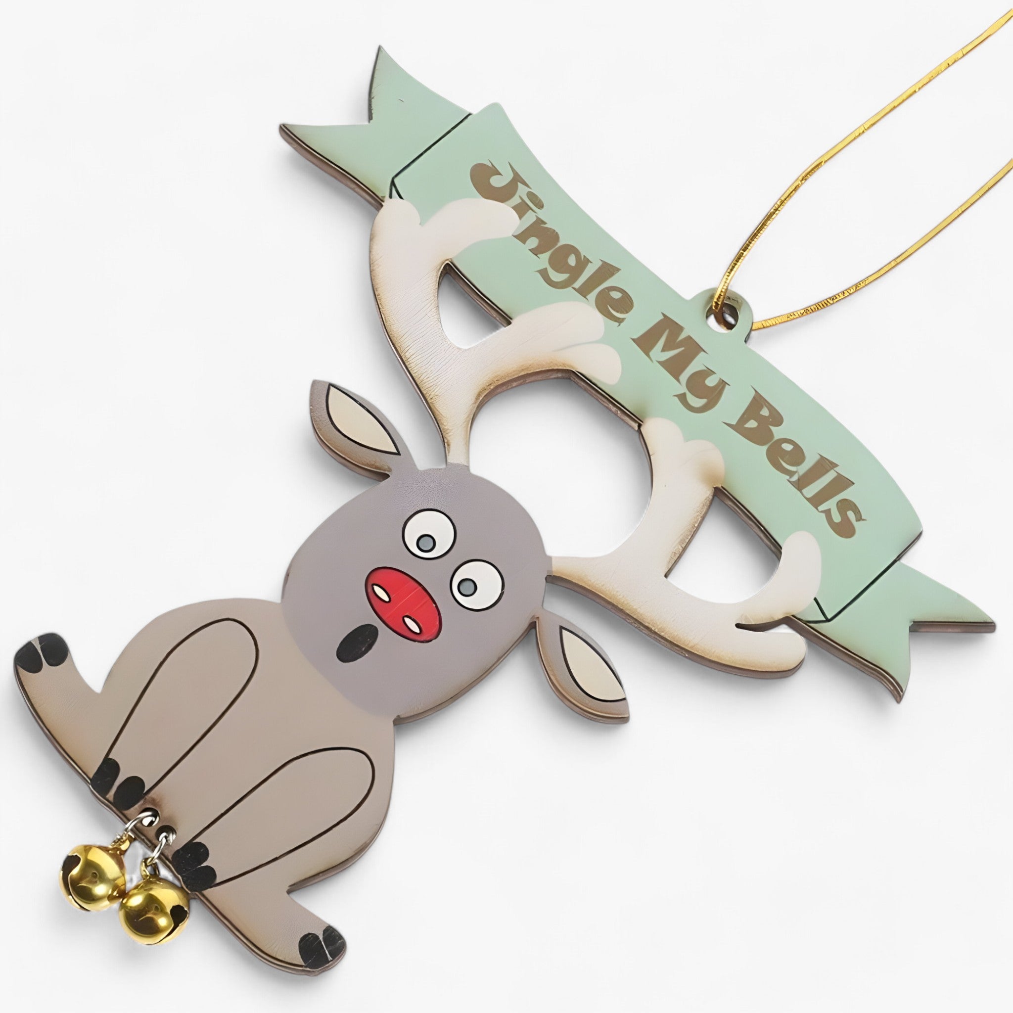 Funny Christmas ornament with clock | Bell hanger elf for Christmas tree and New Year's decoration
