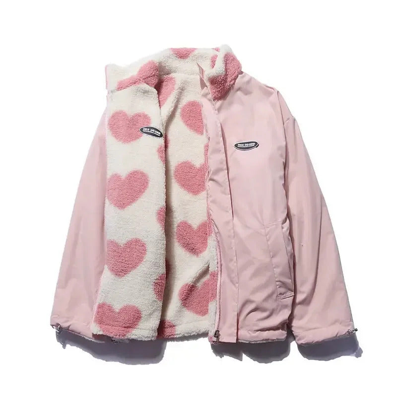 Dianne – Cozy Reversible Heart-Print Jacket for Everyday Comfort