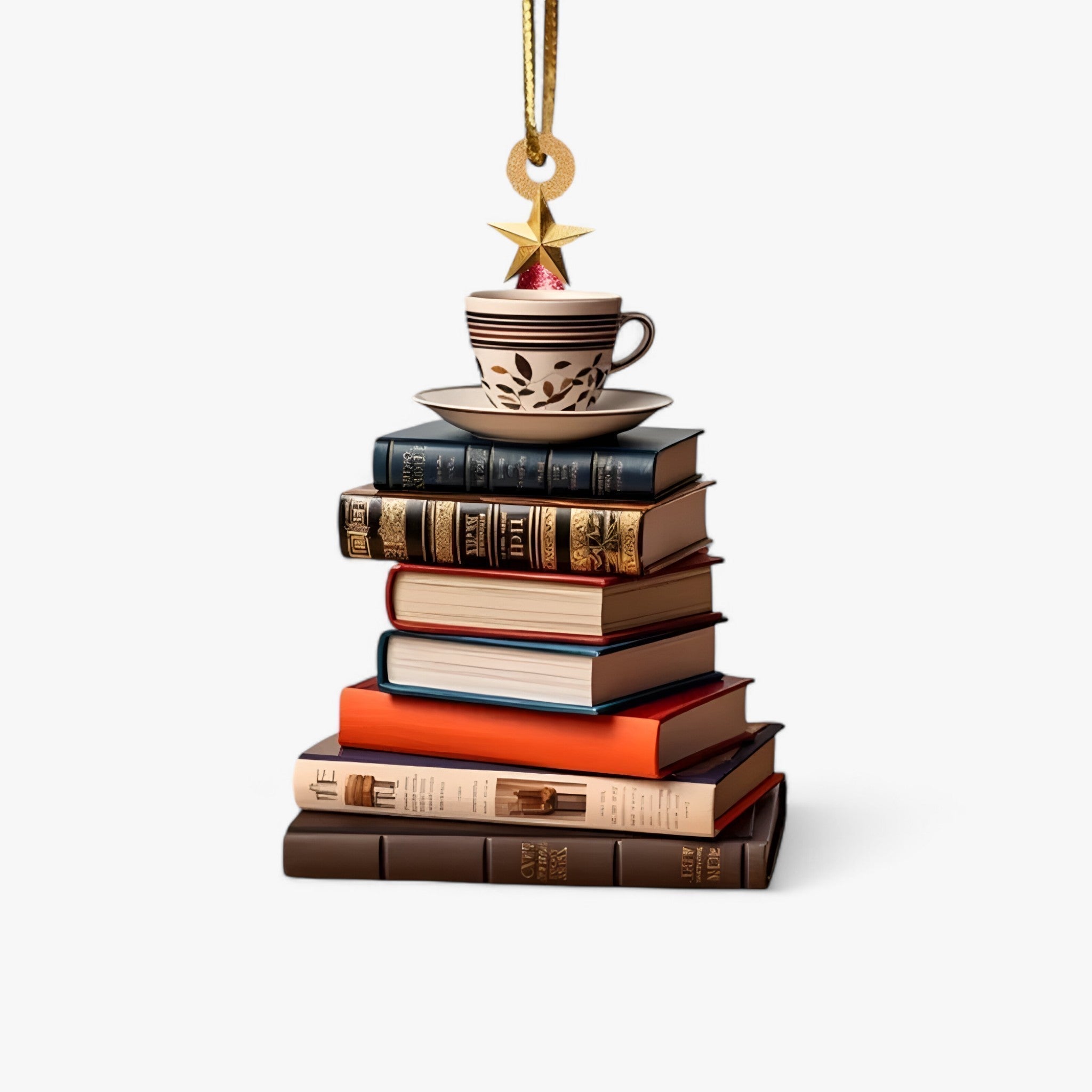 Creative Christmas Decoration with Books in Flat 2D Acrylic - Perfect for Home and Window for Book Lovers