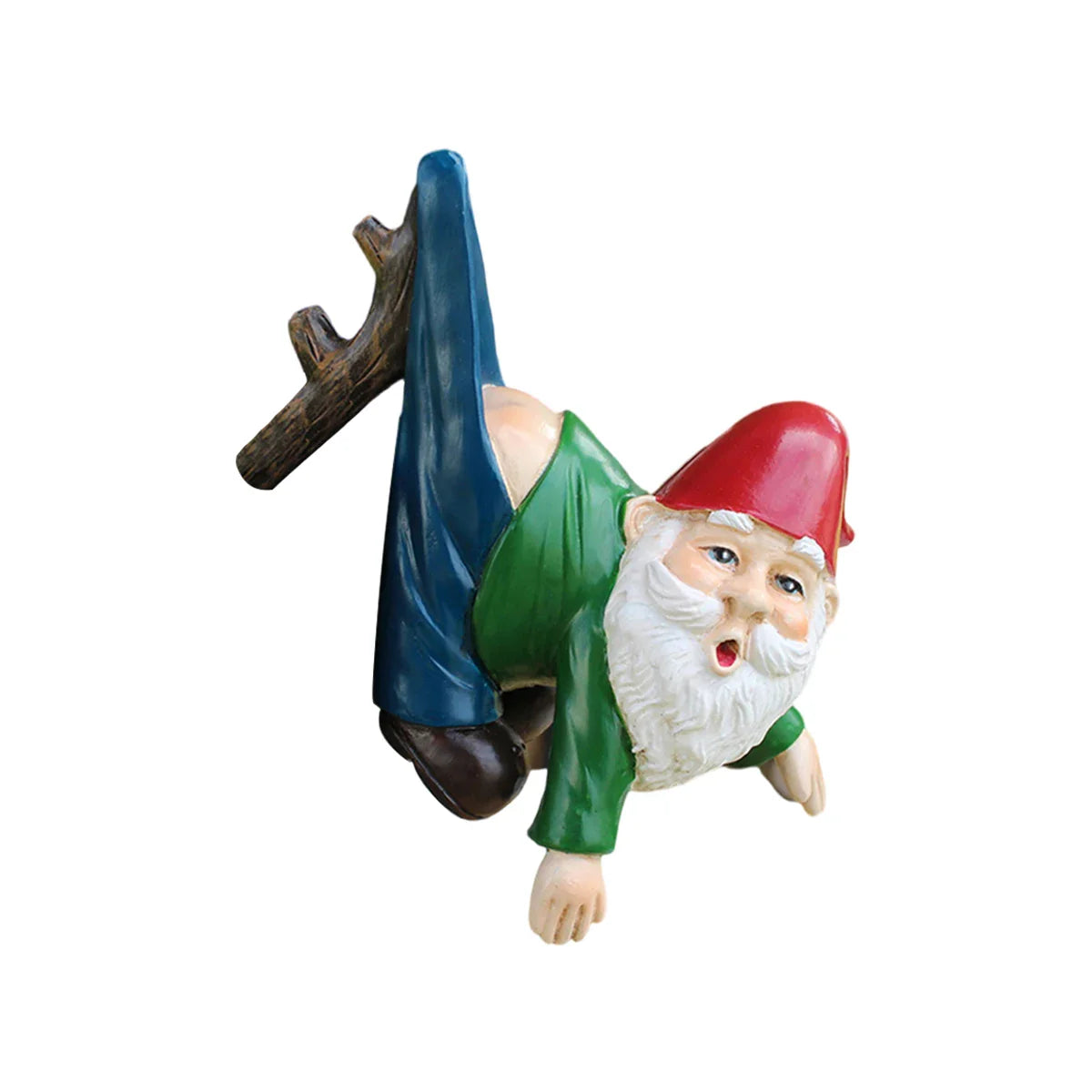 Petronia - Cute Gnome Flower Pot Hanger made of Resin with Pants on a Branch for playful garden decoration