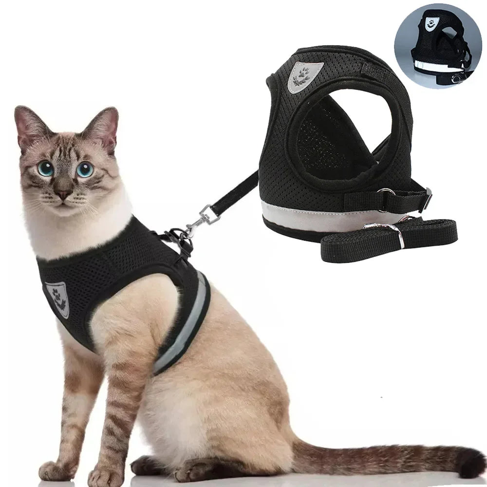 Adjustable Cat Harness with Reflective Details for Extra Safety