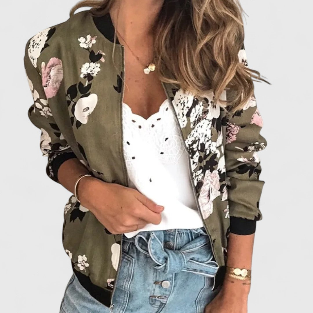 Margot – Chic Floral Bomber Cardigan for Stylish Moments
