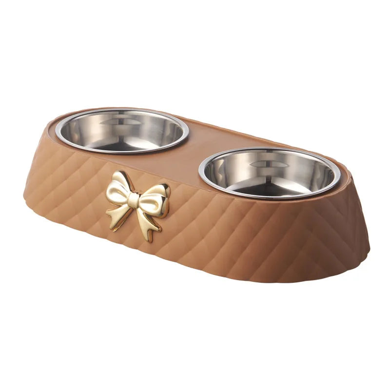 Luxe Stainless Steel Food and Water Bowl Set for Stylish Pet Care