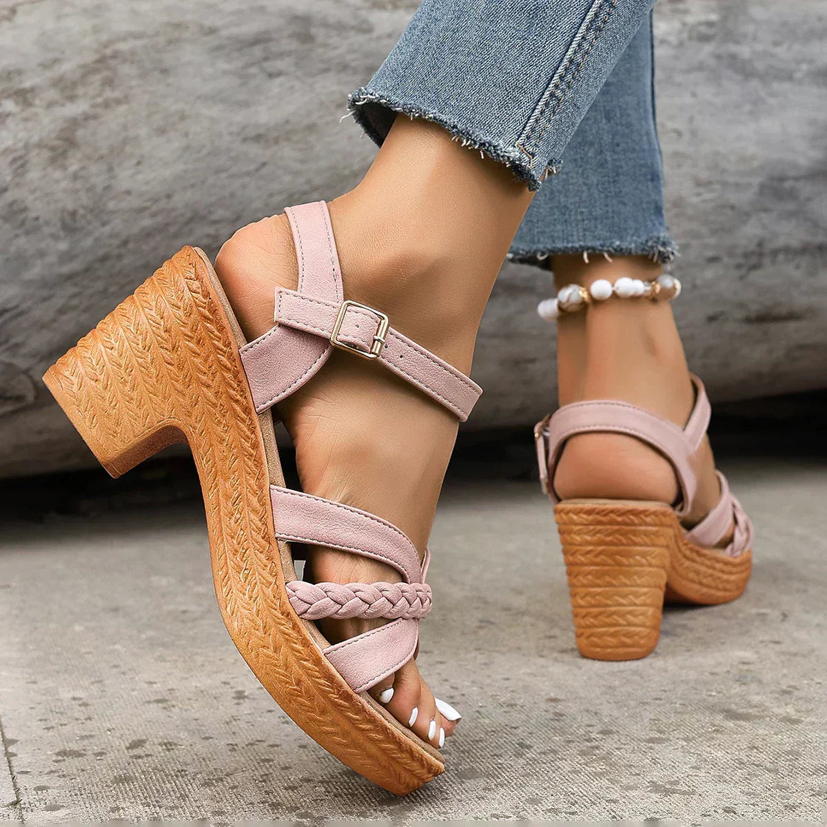 Chic Braided Strap Platform Sandals