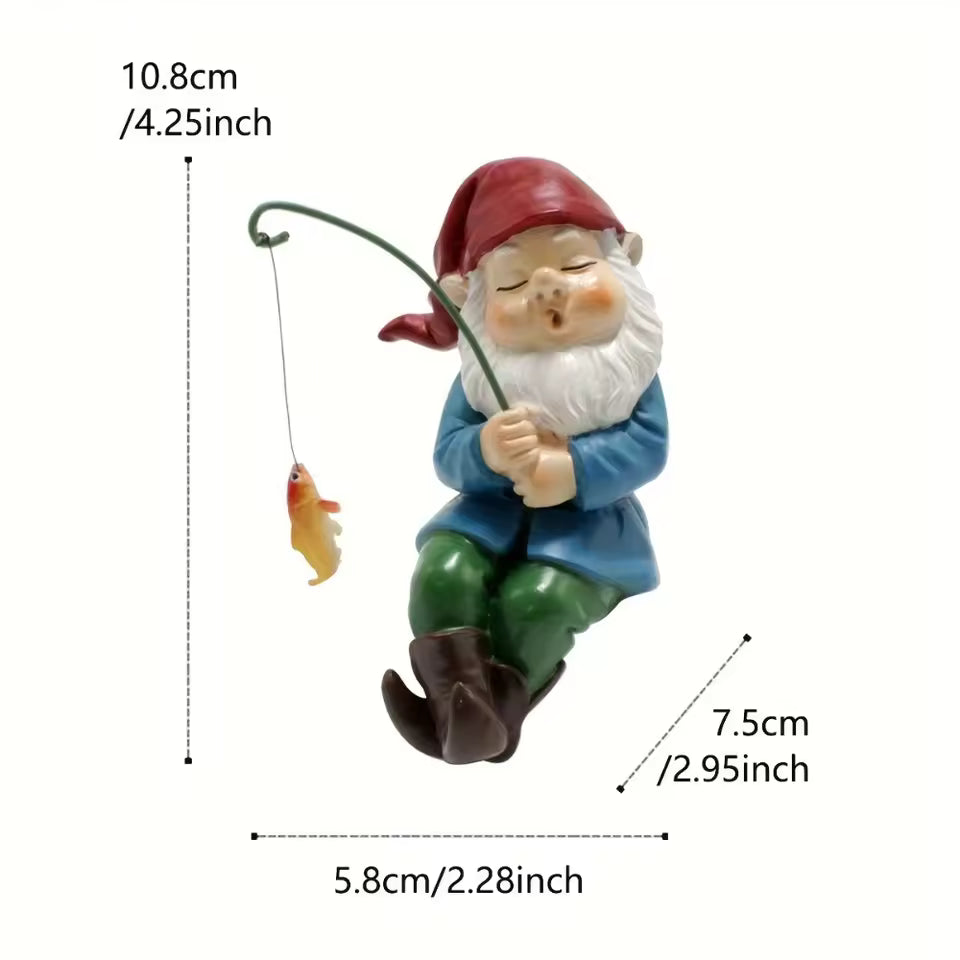 Ligeia - Charming Gnome Figurine with Stick for Indoor and Garden Decoration