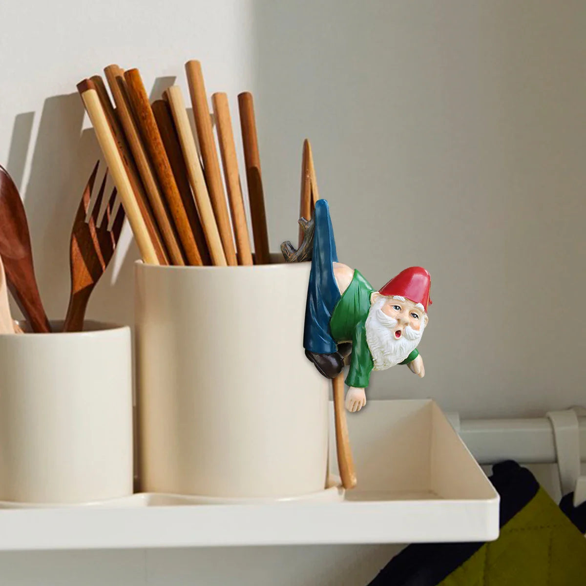 Petronia - Cute Gnome Flower Pot Hanger made of Resin with Pants on a Branch for playful garden decoration