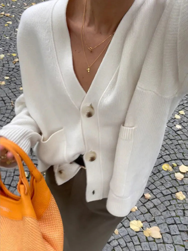 V-Neck Knit Cardigan - Soft, Cozy Layer for Everyday Style