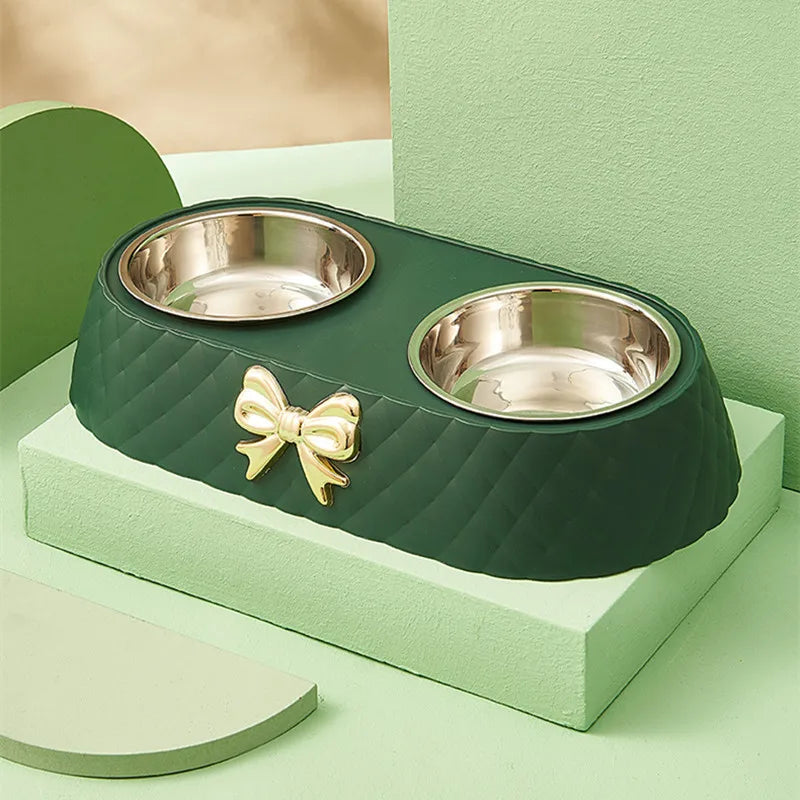 Luxe Stainless Steel Food and Water Bowl Set for Stylish Pet Care