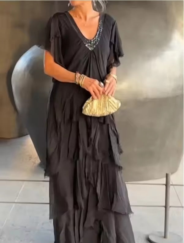 Anselia Boho Ruffle Dress – Flowy, Free-Spirited Style