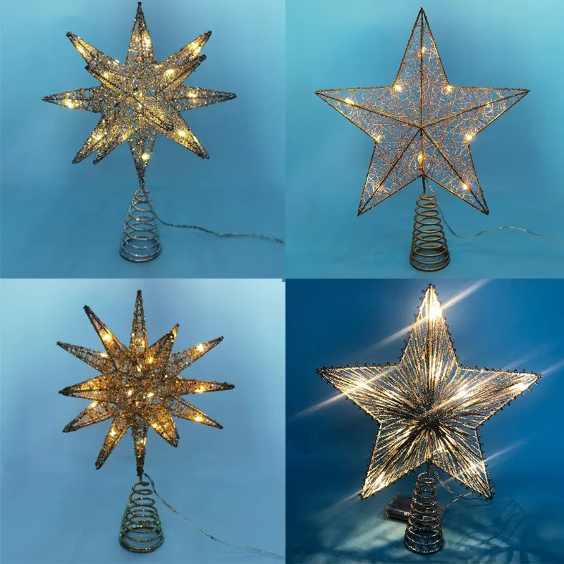 TwinkleGlow - LED Star Tree Topper with Warm Light and Easy Installation