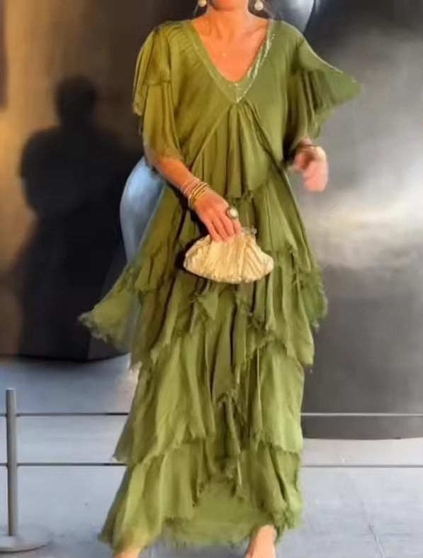 Anselia Boho Ruffle Dress β Flowy, Free-Spirited Style