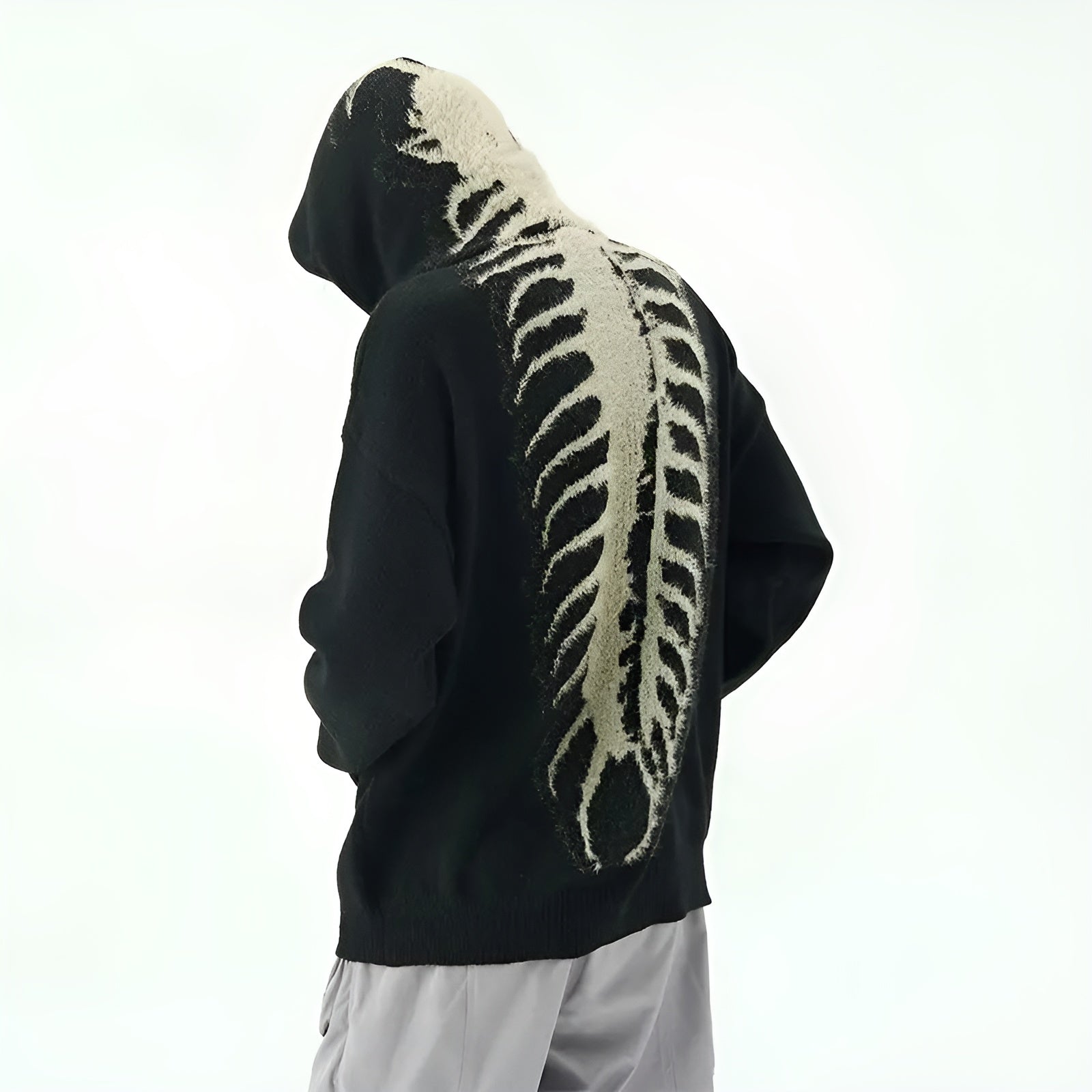 Anthracite Hoodie with Millipede Pattern for a Unique and Trendy Look