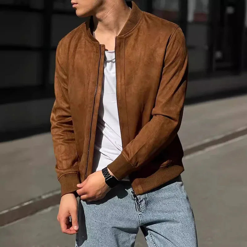 Marc Romano Suede Bomber Jacket for an Elegant and Trendy Style