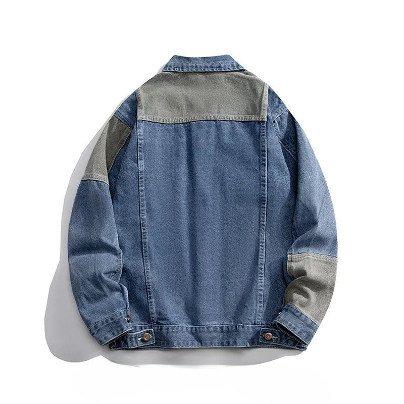 Jeans jacket with stitched seams in various colors