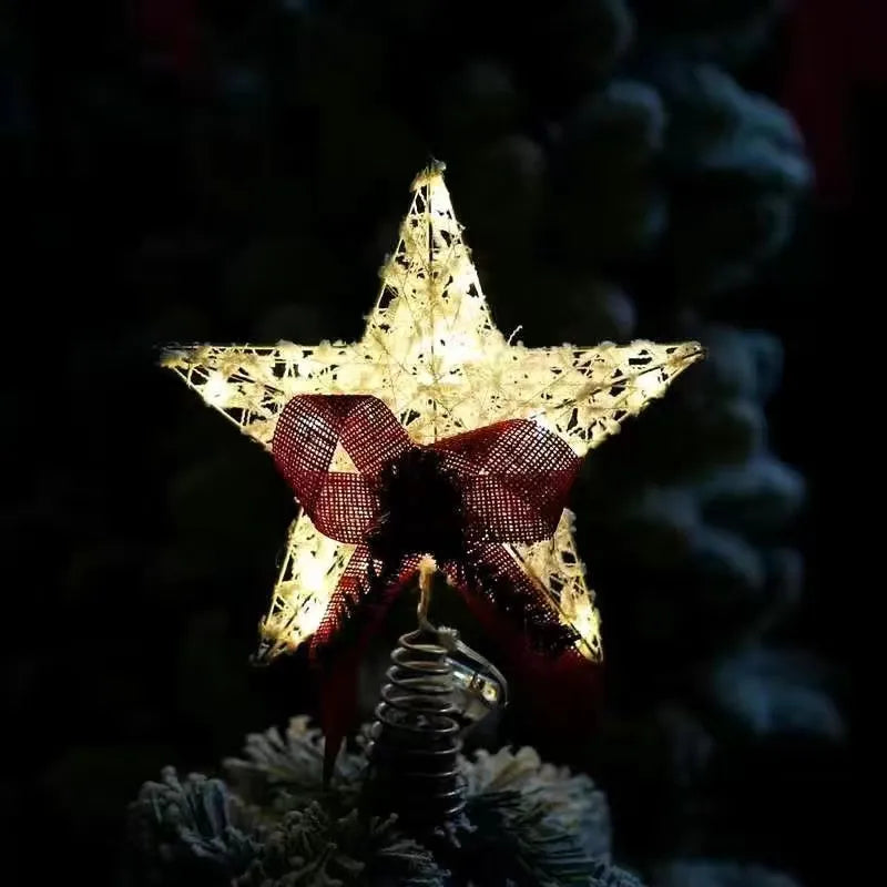 TwinkleGlow - LED Star Tree Topper with Warm Light and Easy Installation