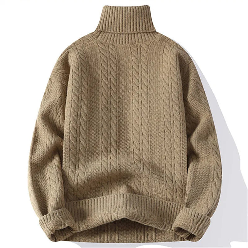 Long-sleeve cashmere turtleneck pullover