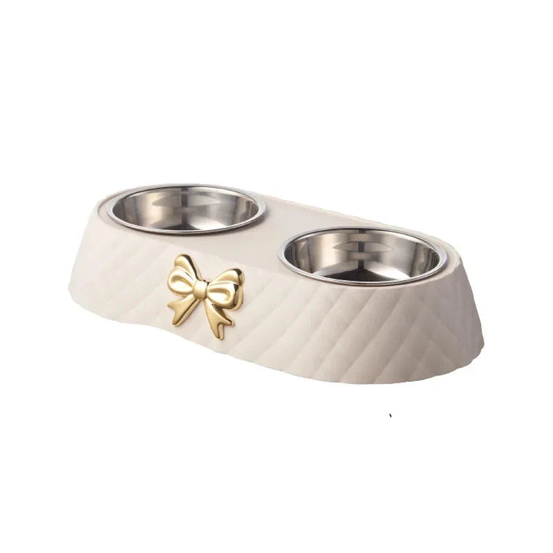 Luxe Stainless Steel Food and Water Bowl Set for Stylish Pet Care