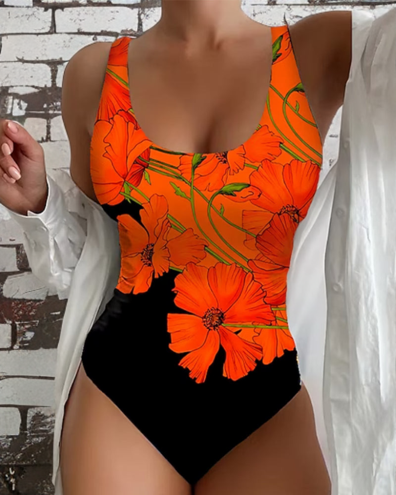 Elegant Floral One Piece Swimsuit